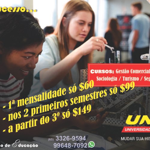 A UNIP – Instituto Tayano de Educação realiza promoção com desconto para 5 cursos, em Tangará. Confira;